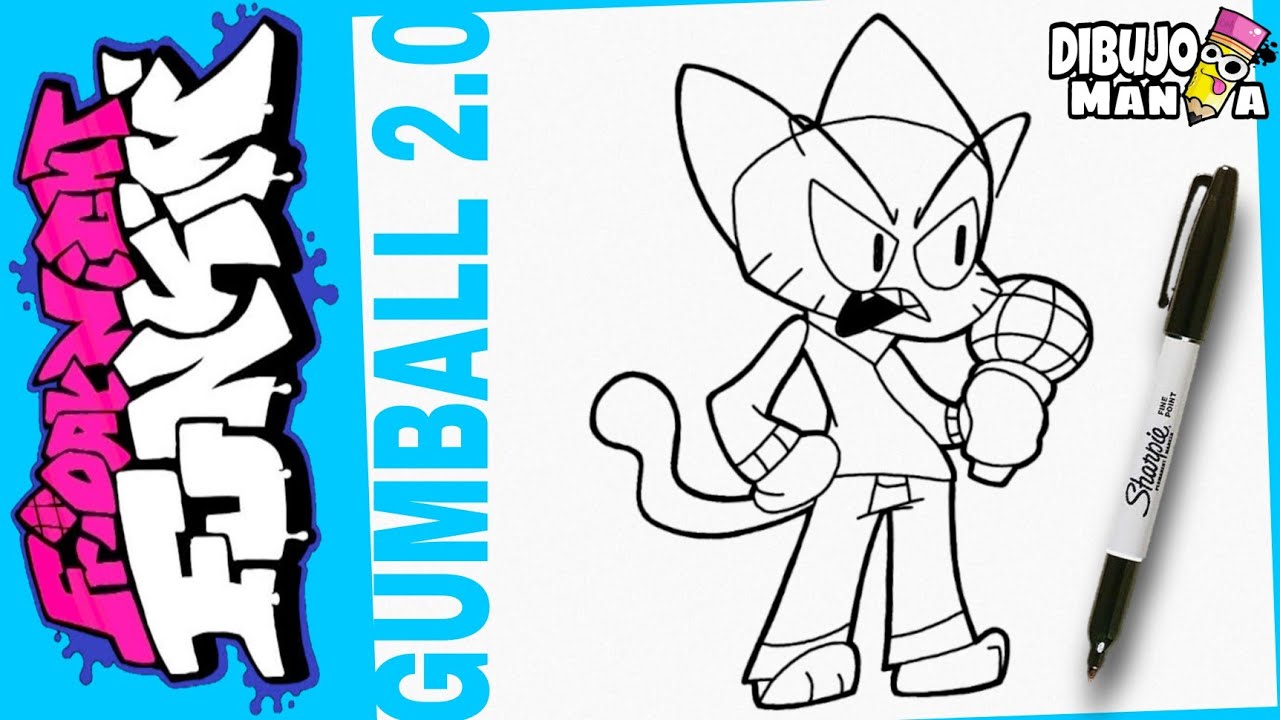 COMO DIBUJAR A GUMBALL 2.0 DE FRIDAY NIGHT FUNKIN | how to draw gumball ...