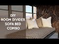 DIY room divider sofa bed combo for a school bus conversion