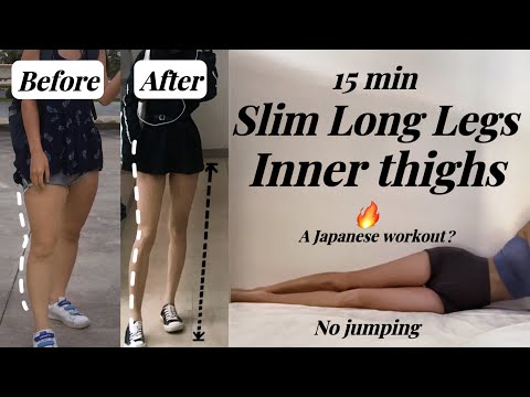Slim Long legs & Inner thigh workout🔥Japanese routine, beginner exercise (15min,quiet,no equipment)