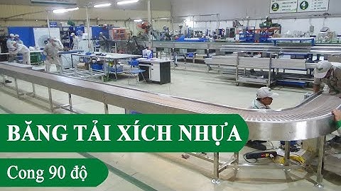 Băng tải xích nhựa cong 90 độ