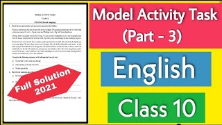 Model Activity Task Class 10 English Part 3 | English model Activity Task | Part 3 Answer | WBBSE