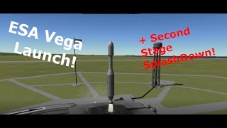 Kerbal Space Program ESA Vega launch+Stage 2 splashdown (ESA KSP)