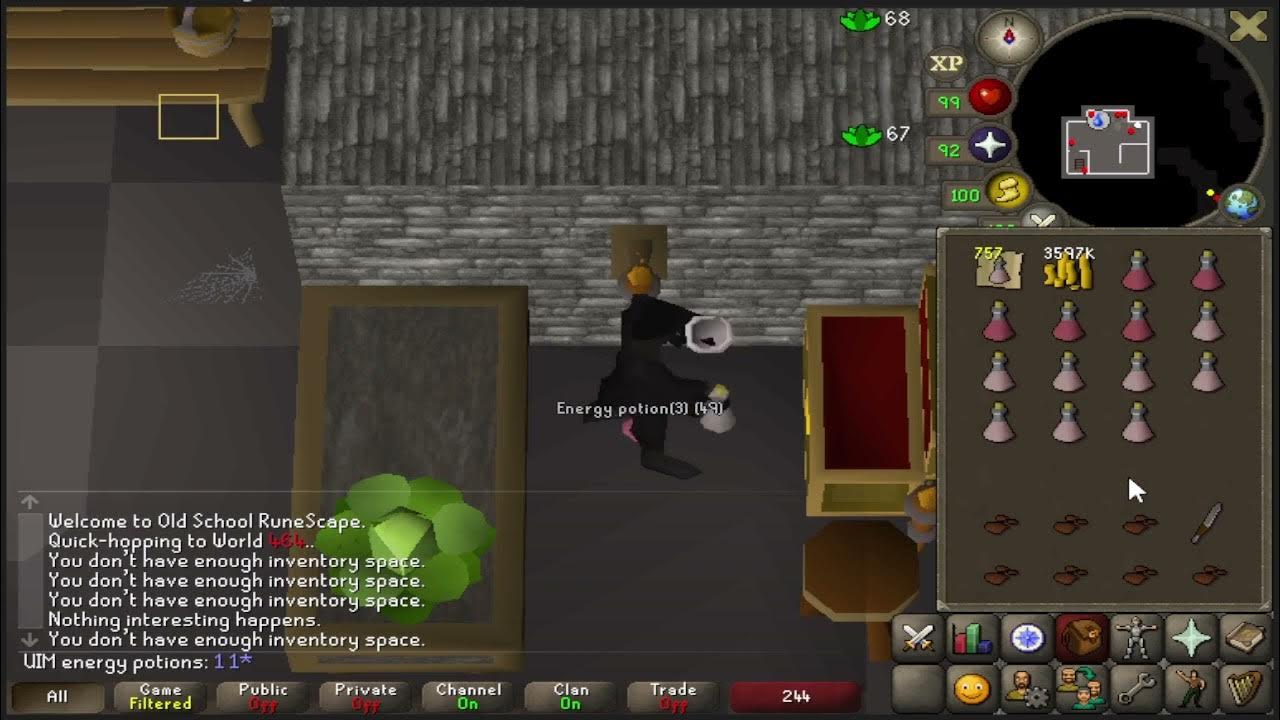 OSRS UIM Herblore training Energy potions YouTube
