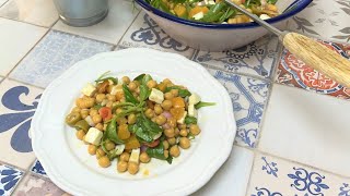 Receta de ensalada de garbanzos y melocotón en almÍbar