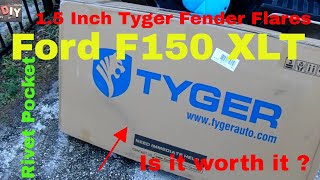 Cheap 1.5 inch Tyger  Fender Flares before and after Ford F150 XLT (Rivet Pocket)