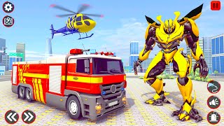 Flying Futuristic Firefighter Truck Robot Transformer City Rescue Simulator - Android Gameplay. screenshot 3