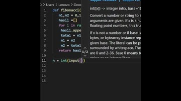 Membuat List Deret Fibonacci Menggunakan Python #shorts #short #python #algorithm #tutorial