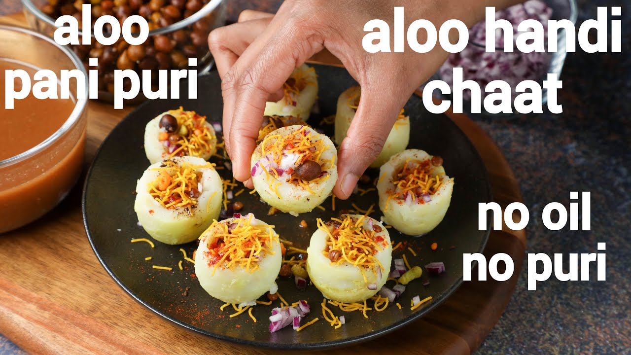 healthy aloo handi chaat - street style recipe | aloo pani puri recipe | आलू हांडी चाट | Hebbar | Hebbars Kitchen
