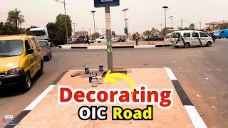 Decorating OIC Road before summit in The Gambia