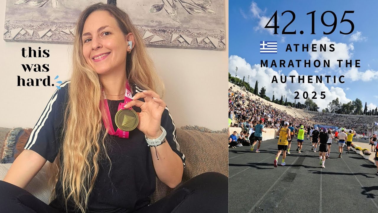 Athens Authentic Marathon 2025 🇬🇷 | Marathon Day & Race Experience🥇🏃‍♀️