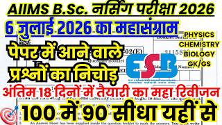 AIIMS BSC NURSING ENTRANCE EXAM PREVIOUS YEAR QUESTION PAPER | AIIMS NURSING 6 JULY 2026 PAPER