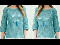 New Design Crochet Shirt Tunic Top Vest Sweater Blouse Pattern