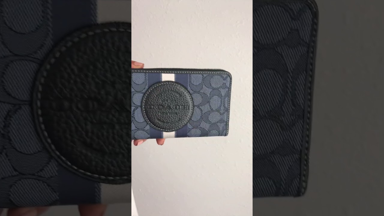 Coach Dempsey Large Phone Wallet In Signature Jacquard With Stripe And Patch Denim/Midnight Navy💙
