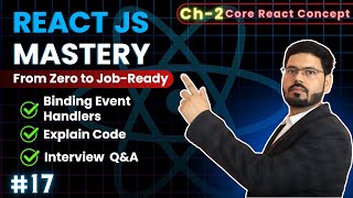 React JS Mastery: Ch 2 – Binding Event Handlers In React | Core React Concept | #ep17
