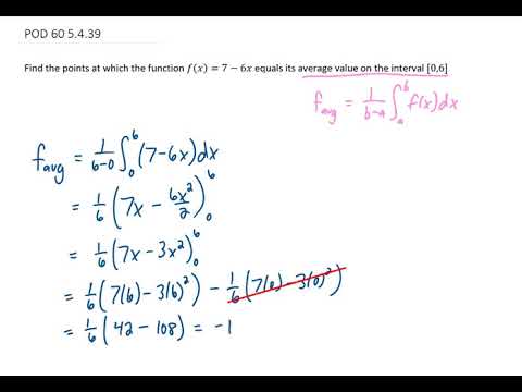 Calc POD 60 Average Value! Find the points at which the function f(x)=7 ...