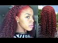 DYING MY CURLY HAIR RED | Jet Black To Red