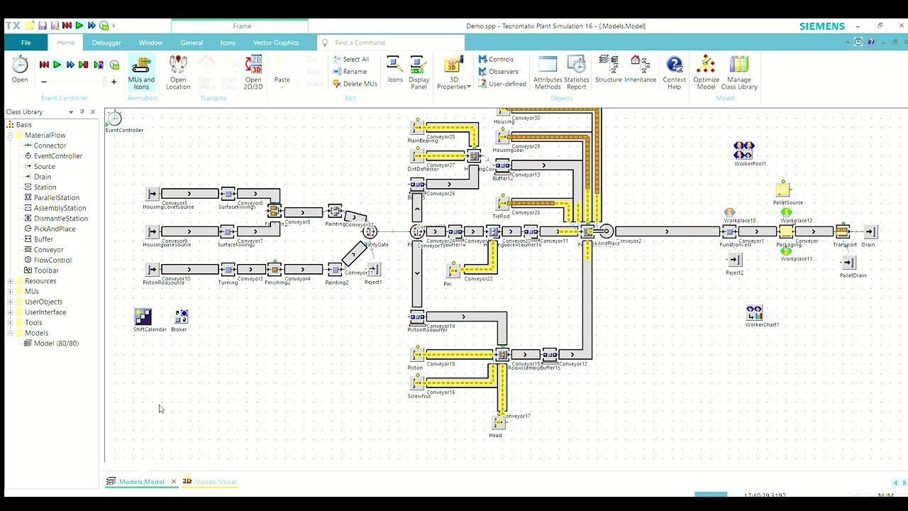 2d veiw of Tecnomatrix plant Simulation