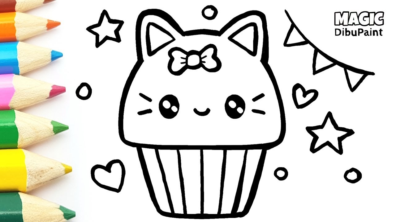 Dibujos Animados Kawaii Como Dibujar Cupcake Gato De Cumpleanos