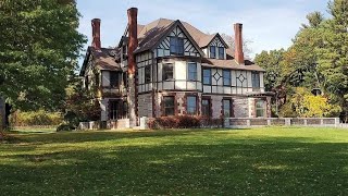 Massachusetts  Tudor Style House For Sale | 6.16 acres | Pastoral pond views | Curved French Doors