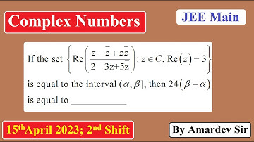 If the set {Re((z-bar(z)+zbar(z))/(z-3z+5z)):z in C Re(z)=3} is equal to the interval (alpha beta)