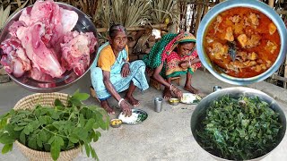 CHICKEN MEAT CURRY And SAJNE LEAVES recipe fry by our grandma cooking||