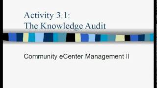 Activity 3: 1 Knowledge Audit Part 1
