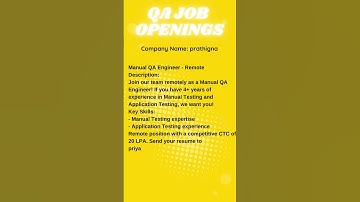 QA JOB OPENING FOR AUTOMATION TESTING  #automation #selenium #manualtesting #qa #viral #yt #ytshorts