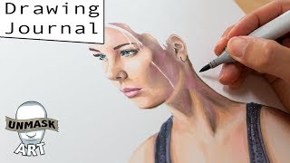 Coloring Hair With Markers Drawing Journal LIVE #81