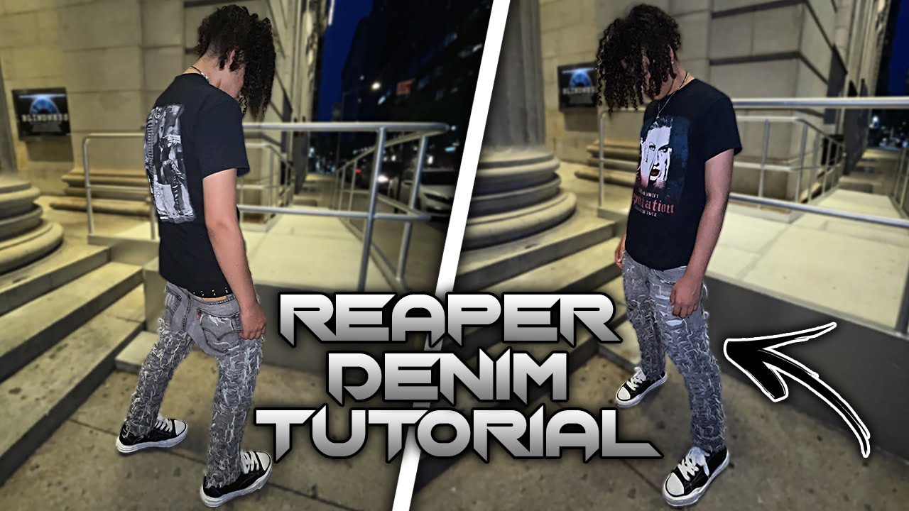 How To Make Reaper Denim | Distressed Jeans DIY! - YouTube