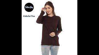 Kaos Polos Wanita Lengan Panjang Bahan Katun Combed 30s Warna Cokelat Tua