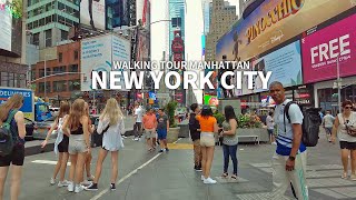 NEW YORK CITY  CE.4 Manhattan Walking Tour, Summer Season, Broadway, SoHo, 5th Ave, Times Square 4K