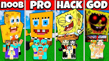 Minecraft Battle: FAMILY SPONGEBOB HOUSE BUILD CHALLENGE NOOB vs PRO vs HACKER vs GOD Animation