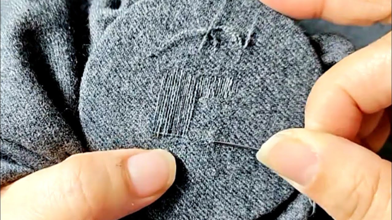 How to mend a hole in your pants at home using only a sewing needle.