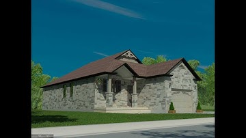 Front Tour of 3D Computer Generated Model of a Custom Home from its floor and elevation plans
