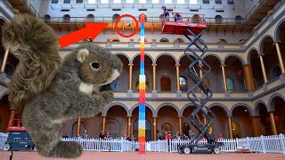 Squirrel Destroys WORLD'S TALLEST DOMINO TOWER!