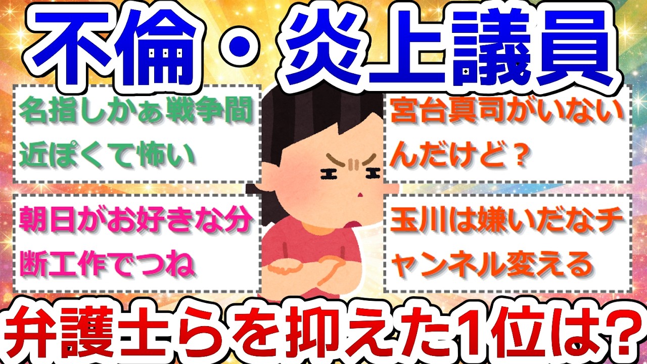 『政治を語ってほしくないコメンテーター』ランキング、不倫・炎上議員、弁護士らを抑えた1位は
