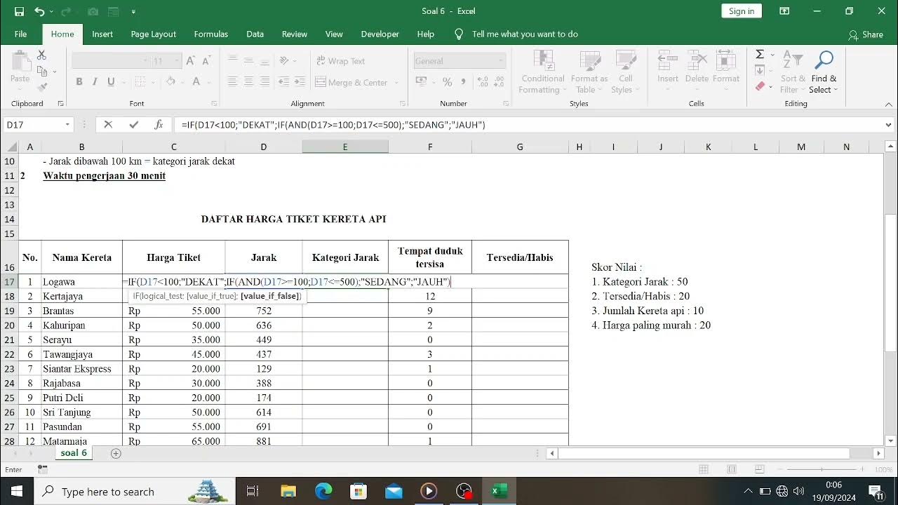 Materi latihan soal excel fungsi if and formula array dan fungsi