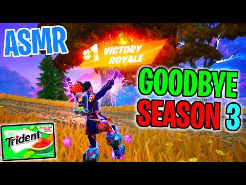ASMR Gaming 😴 Fortnite Goodbye Season 3 Final Win! Gum Chewing 🎮🎧 Controller Sounds + Whispering 💤