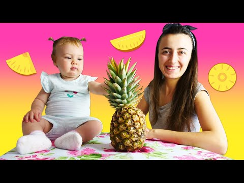 Anne Vlog. Derin ilk defa ananas deniyor! Sevcan ve Derin ile bebek bakma videosu