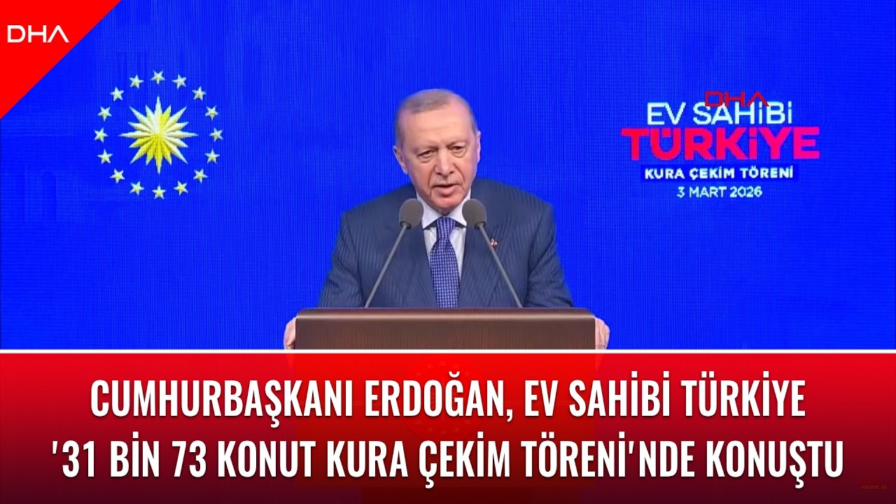 #CANLI I Cumhurbaşkanı Erdoğan, Ev Sahibi Türkiye '31 bin 73 Konut Kura Çekim Töreni'nde konuşuyor