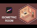 How to draw an ISOMETRIC ROOM in procreate (beginner) - Illustration