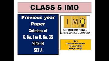 Class 5 IMO Previous year paper I  2018-19 Set-A Part 2  | Q.no.16 to 35 Mathematical Reasoning