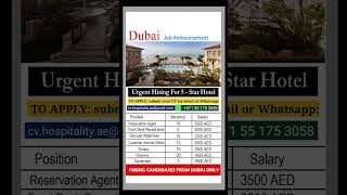5-STAR HOTEL JOB VACANCIES IN DUBAI #dubaijobs #uaejobs #shorts #jobsindubai #hoteljobs #jobsearch
