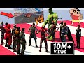 GTA X FREEFIRE : AVENGERS ARMY VS FREEFIRE SUPER MEGA RAMP JUMP CHALLENGE WITH SHINCHAN & MODI JI