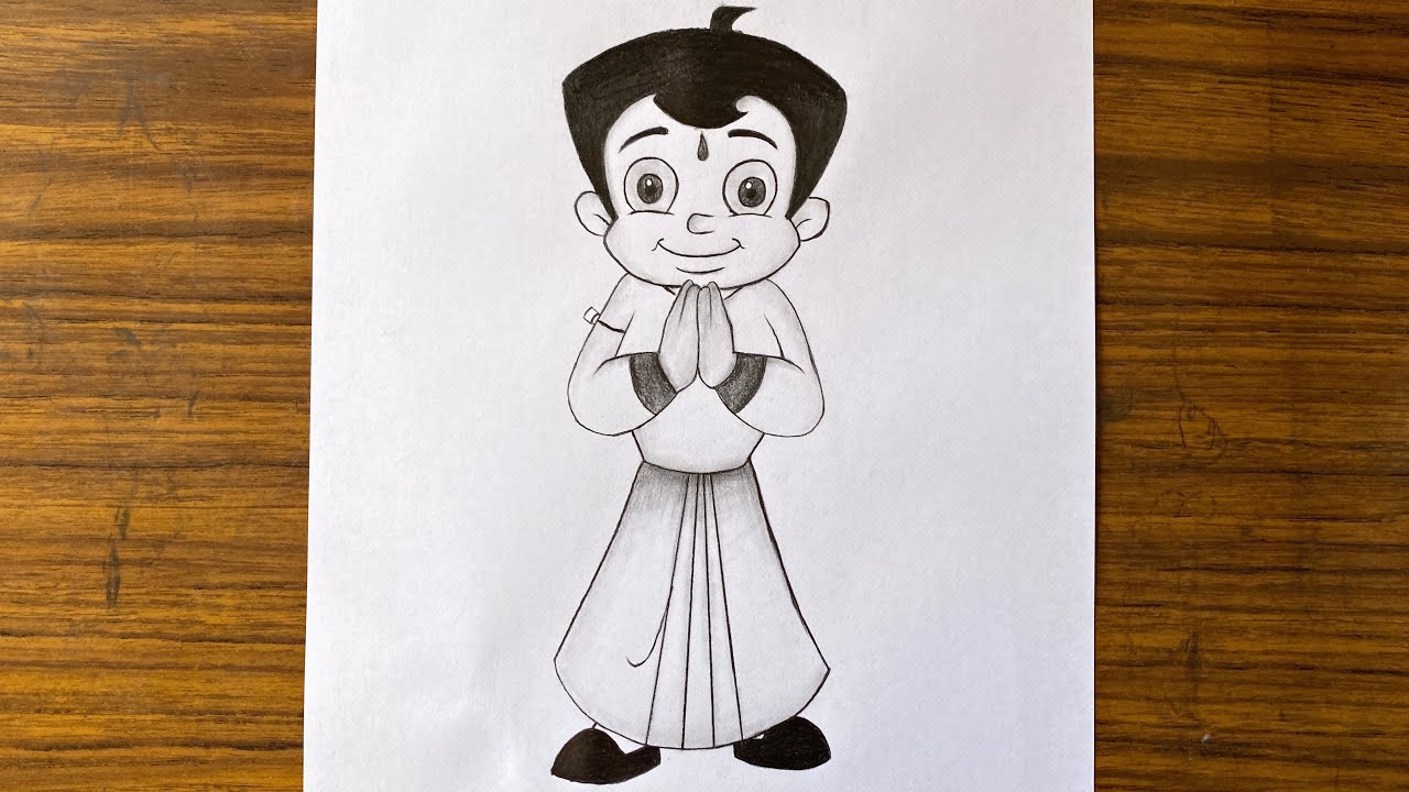 Amazing Chota Bheem drawing / Painting and colouring for kids and toddlers  easy /Cartoon - YouTube