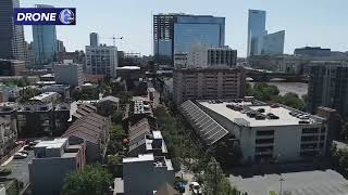 Drone6 shows shocking flooding on Vine Street Expressway