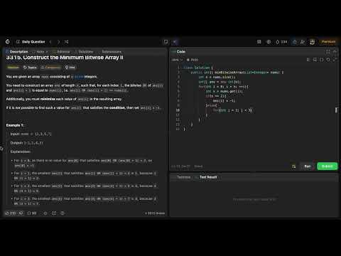 LEETCODE - 3315. Construct the Minimum Bitwise Array II #problemoftheday