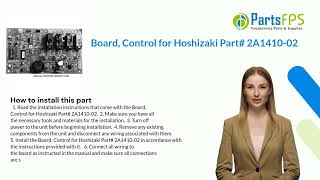 Board, Control for Hoshizaki Part# 2A1410-02 - PartsFPS