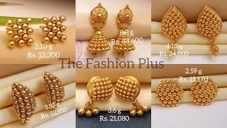 GOLD EARRING WITH WEIGHT AND PRICE #Tops #Studs #thefashionplus