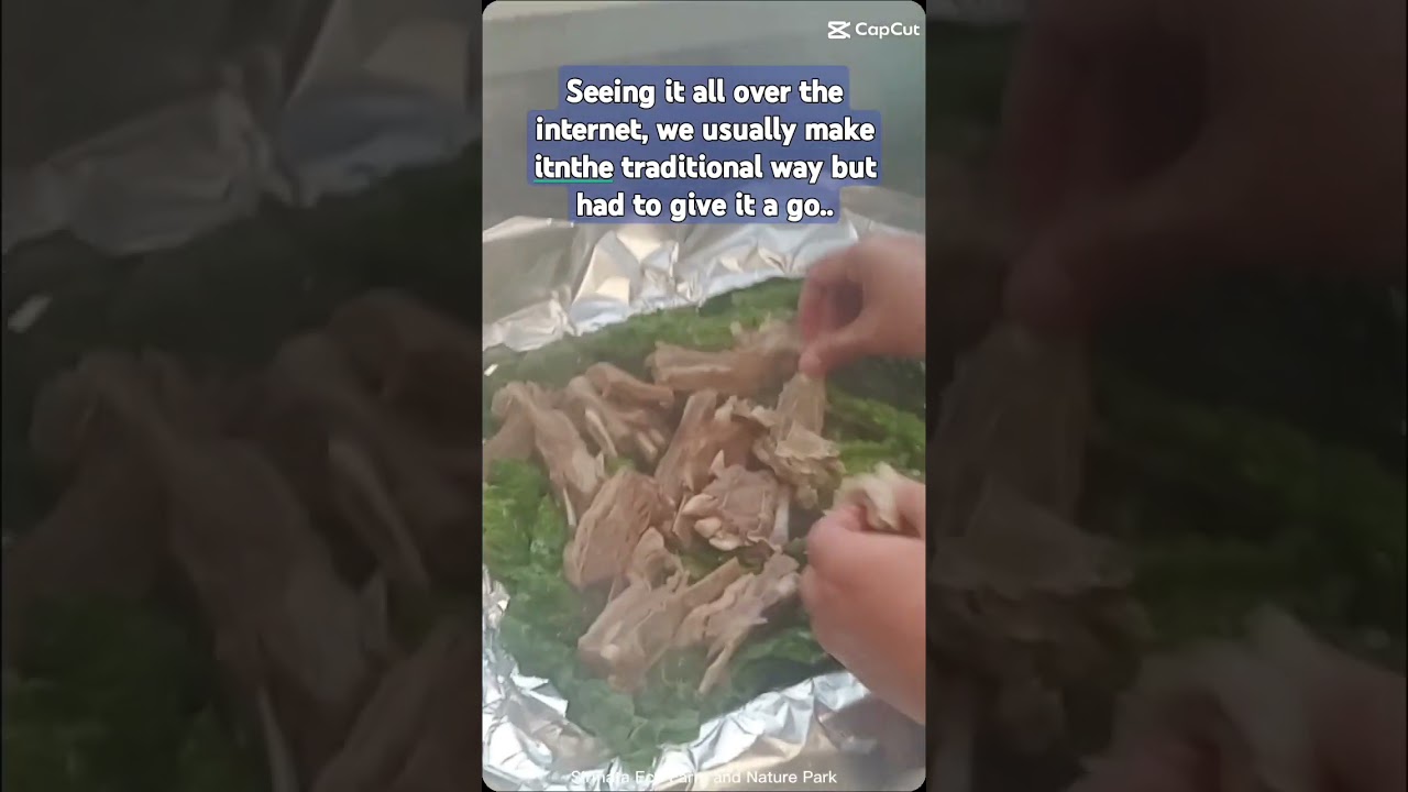 Lamb baked in coconut cream covered in silverbeet, palusami 